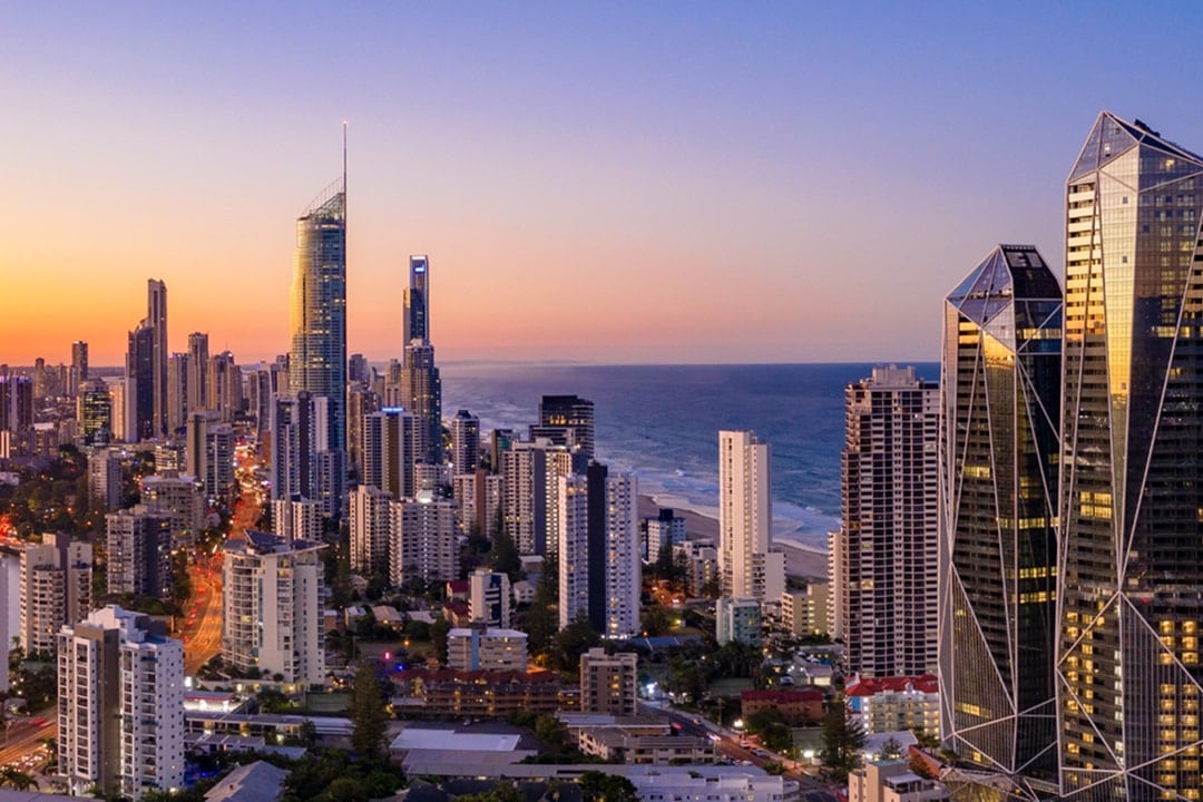 A pristine beach in the Gold Coast.