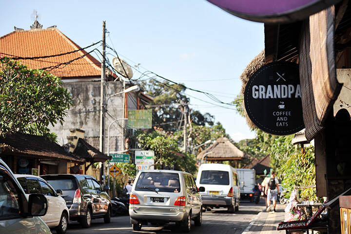 traffic at Tourist destination,  Monkey Forest Street, Ubud , Bali, Indonesia