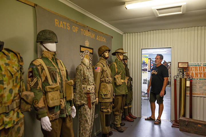 Uniform display at the Military Museum. The Darwin Military Museum is located at East Point adjacent to the Defence of Darwin Experience.  Learn about one of the most important periods in Darwin's history, the disastrous day when it was first bombed by the Japanese during World War II.  The site is within a heritage listed area that contains WWII fortifications. The No.2 gun turret is located within the Military Museum and, along with the No.1 gun turret, is one of the major fortifications at East Point.