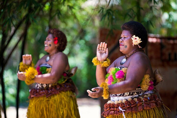 Women's Meke dance at the Nadi Cultural Village, Fiji