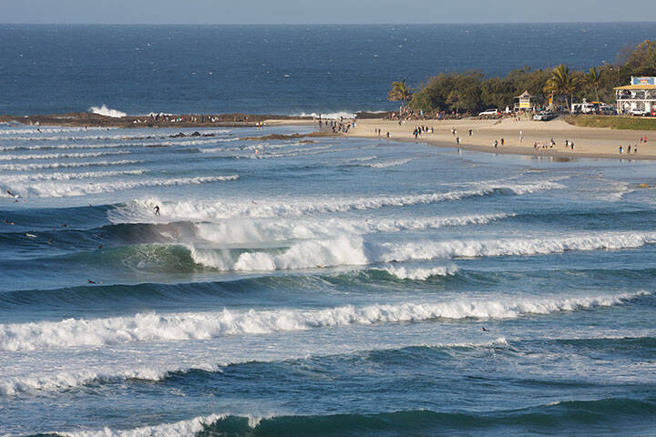 Snapper Rocks, iconic surf spot and the most southerly beach of the Gold Coast, Australia