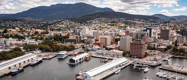Aerial of Hobart waterfront