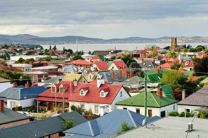 Suburban rooftops, Hobart, Tasmania 