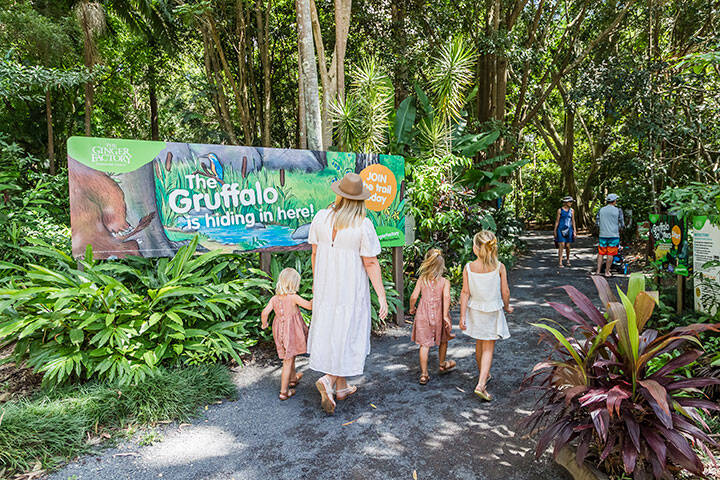 Ginger themed attraction with interactive displays; cafe and train set among a tropical garden at The Ginger Factory, Sunshine Coast 