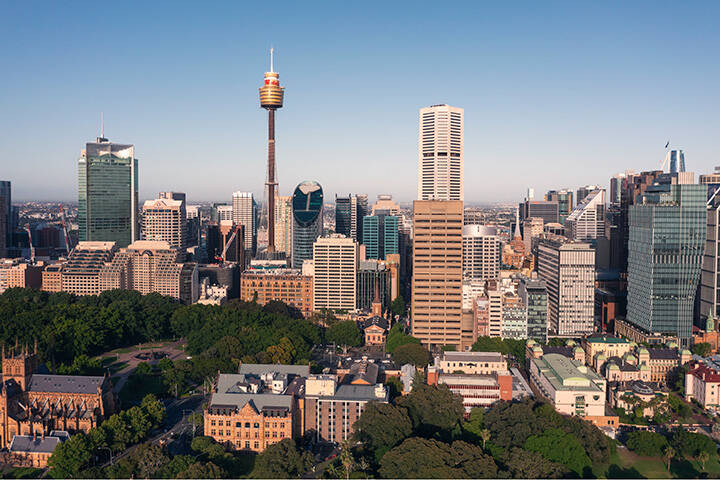 City buildings including the Sydney Tower Eye in Sydney's CBD