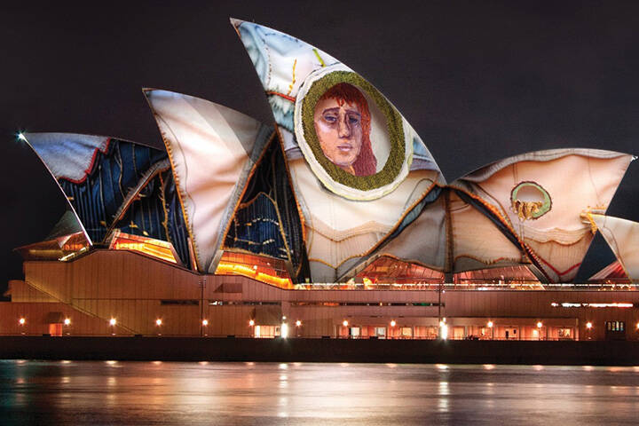 Illuminated sails at the Sydney Opera House during Vivid Sydney
