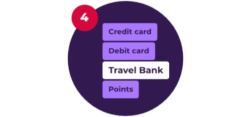 Fourth step for Travel Bank booking, pay using Travel Bank