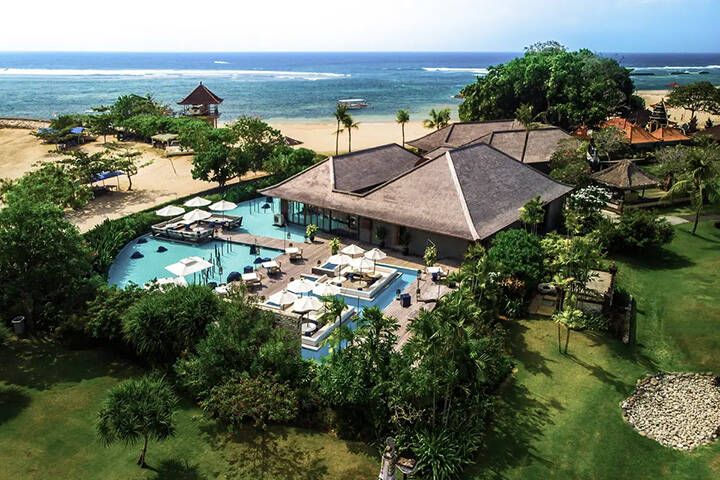 Aerial view of the pool at Club Med Bali in Nusa Dua 