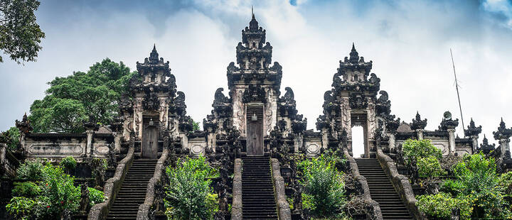 Ladders in Pura Lempuyang Luhur temple on Bali, Indonesia