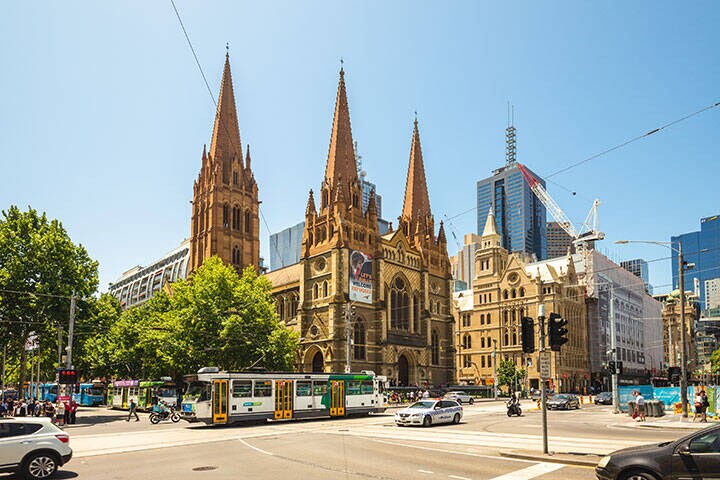 St Paul's Cathedral, an Anglican cathedral at center of melbourne, Australia, was designed by English Gothic Revival architect William Butterfield and built from 1880 to 1891.