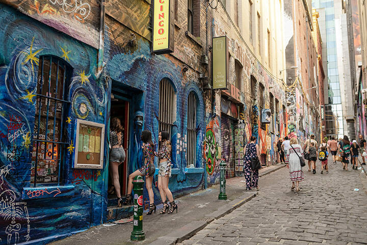 The graffitied laneways of Hosier Lane, Melbourne