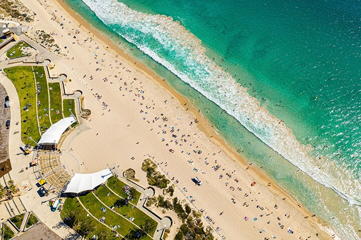 Scarborough Beach on clear summer's day