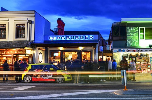 Fergburger burger and chips in Queenstown